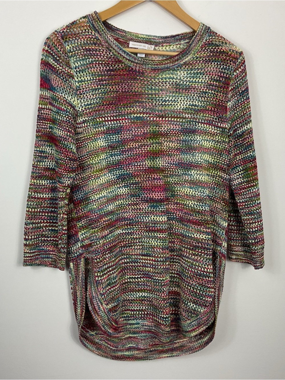 Westport 1962 Open Knit Rainbow Sweater Top Womens Size Medium